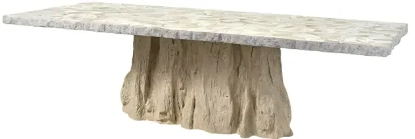 Palecek Camilla Coastal Beach White Inlaid Fossilized Clam Stonecast Dining Table - 103"