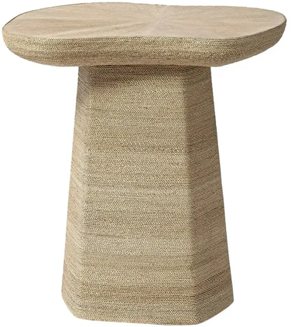 Palecek Iliana Coastal Beach Natural Woven Abaca Side Table