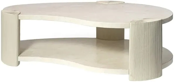 Palecek Palma Modern Classic White Agate Stone Hardwood Coffee Table