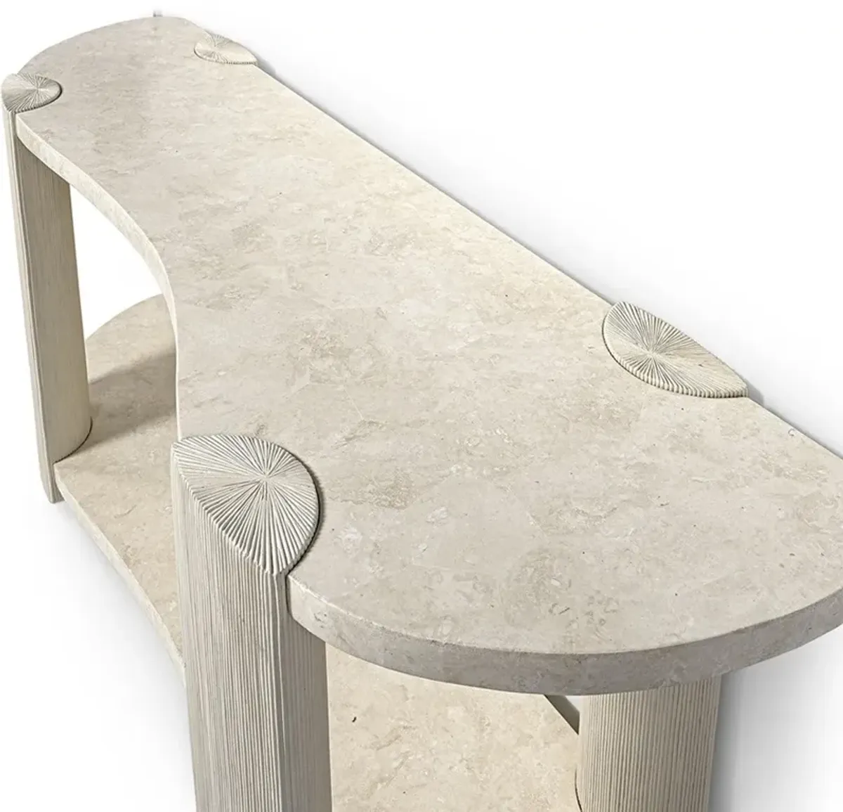 Palecek Palma Modern Classic White Agate Stone Hardwood Console Table