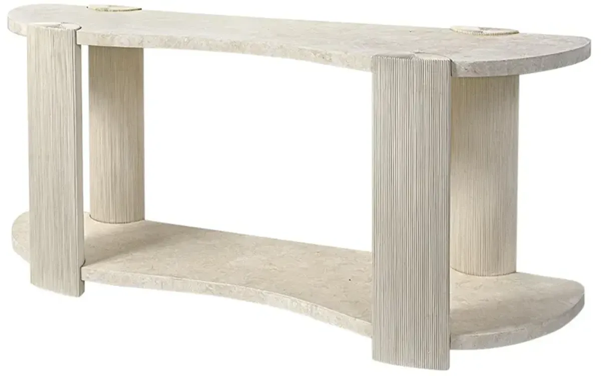 Palecek Palma Modern Classic White Agate Stone Hardwood Console Table