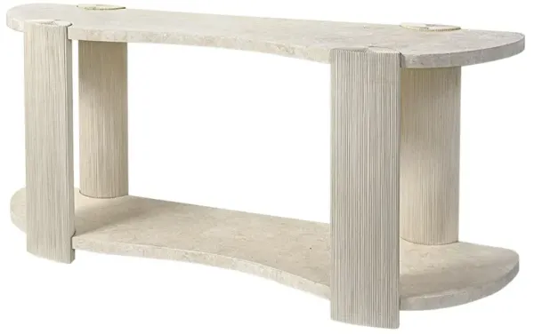 Palecek Palma Modern Classic White Agate Stone Hardwood Console Table