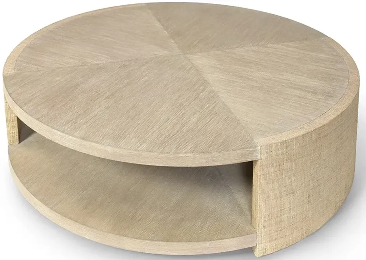 Palecek Vernon Coastal Beach Natural Raffia Round Coffee Table