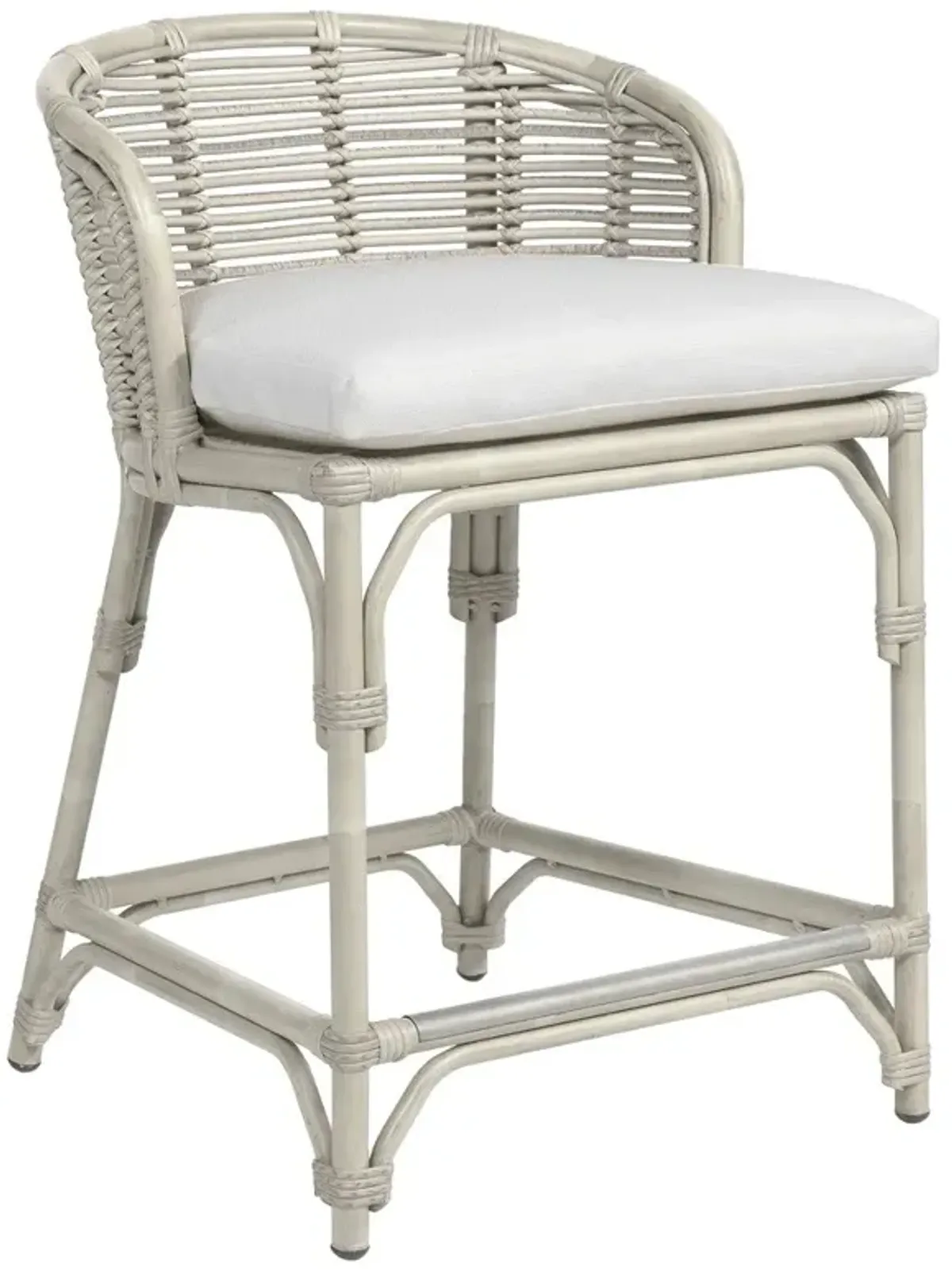 Palecek Camino Coastal Beach White Wicker Outdoor Counter Stool