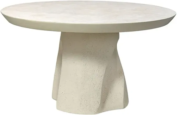 Palecek Fraser Coastal Beach White Agate Stone Round Outdoor Dining Table - 55"