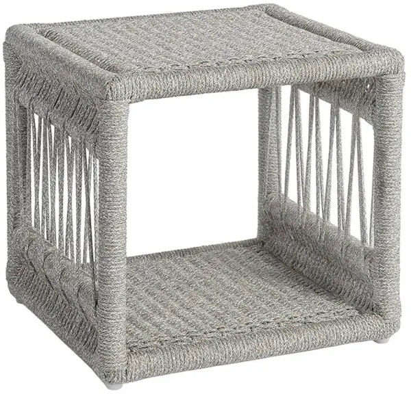 Palecek Mara Coastal Beach Grey Rope Outdoor Square Side Table