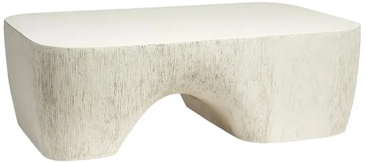Palecek Rowan Coastal Beach White Stonecast Outdoor Coffee Table
