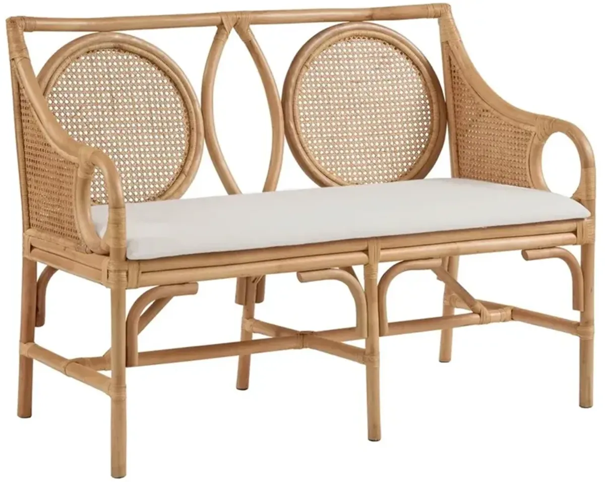 Diane Coastal Beach Natural Woven Rattan Settee