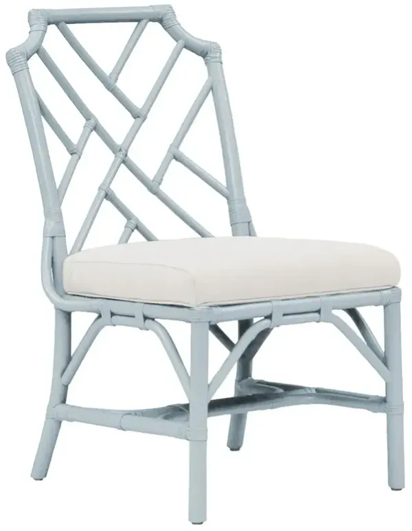 Bella Coastal Beach Light Blue Woven Rattan Dining Chair
