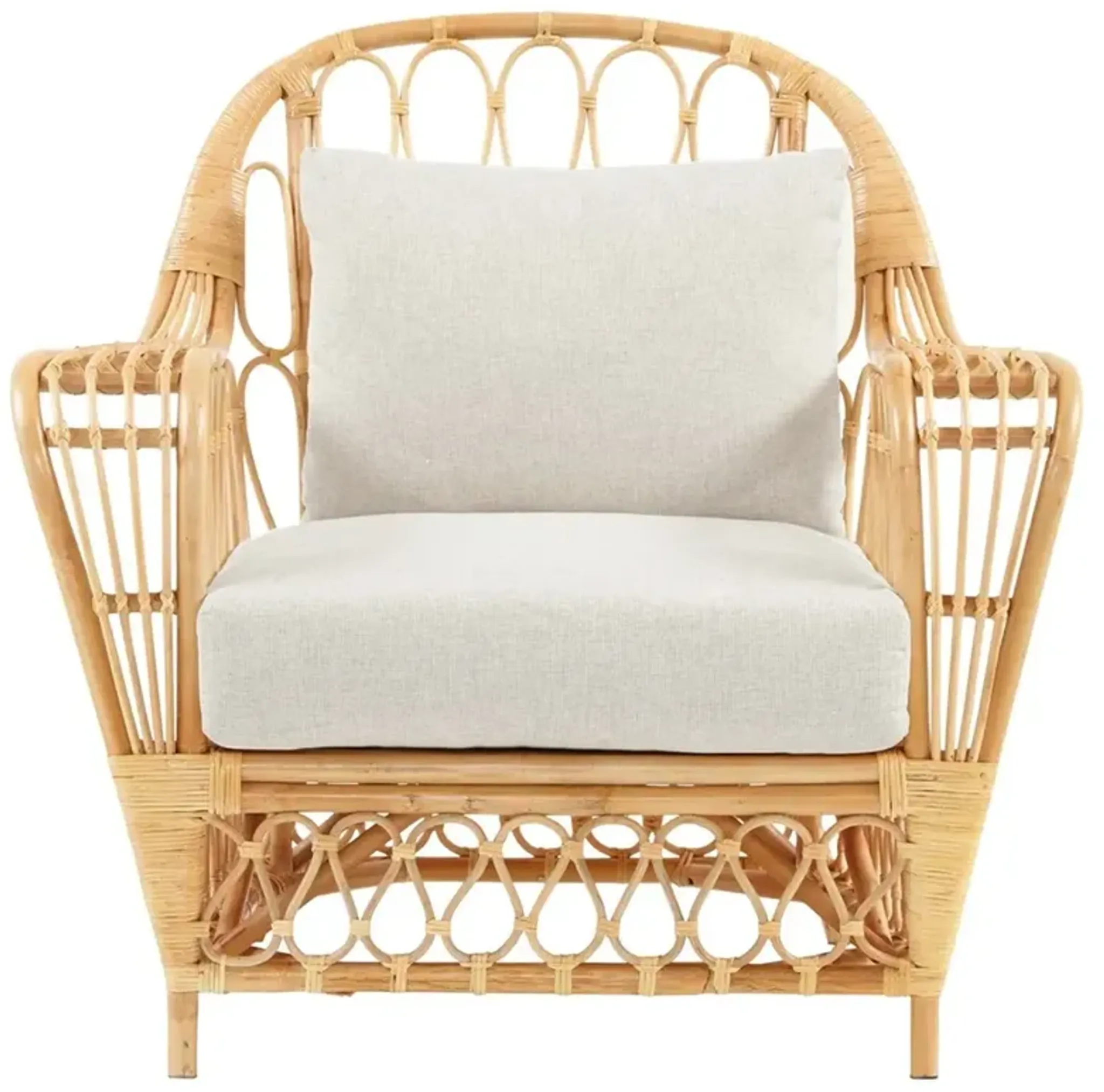 Robin Coastal Beach Natural Woven Rattan Arm Chair | Furniture.com