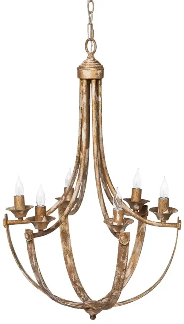 Elyndra French Country Distressed Antique Gold Iron Chandelier