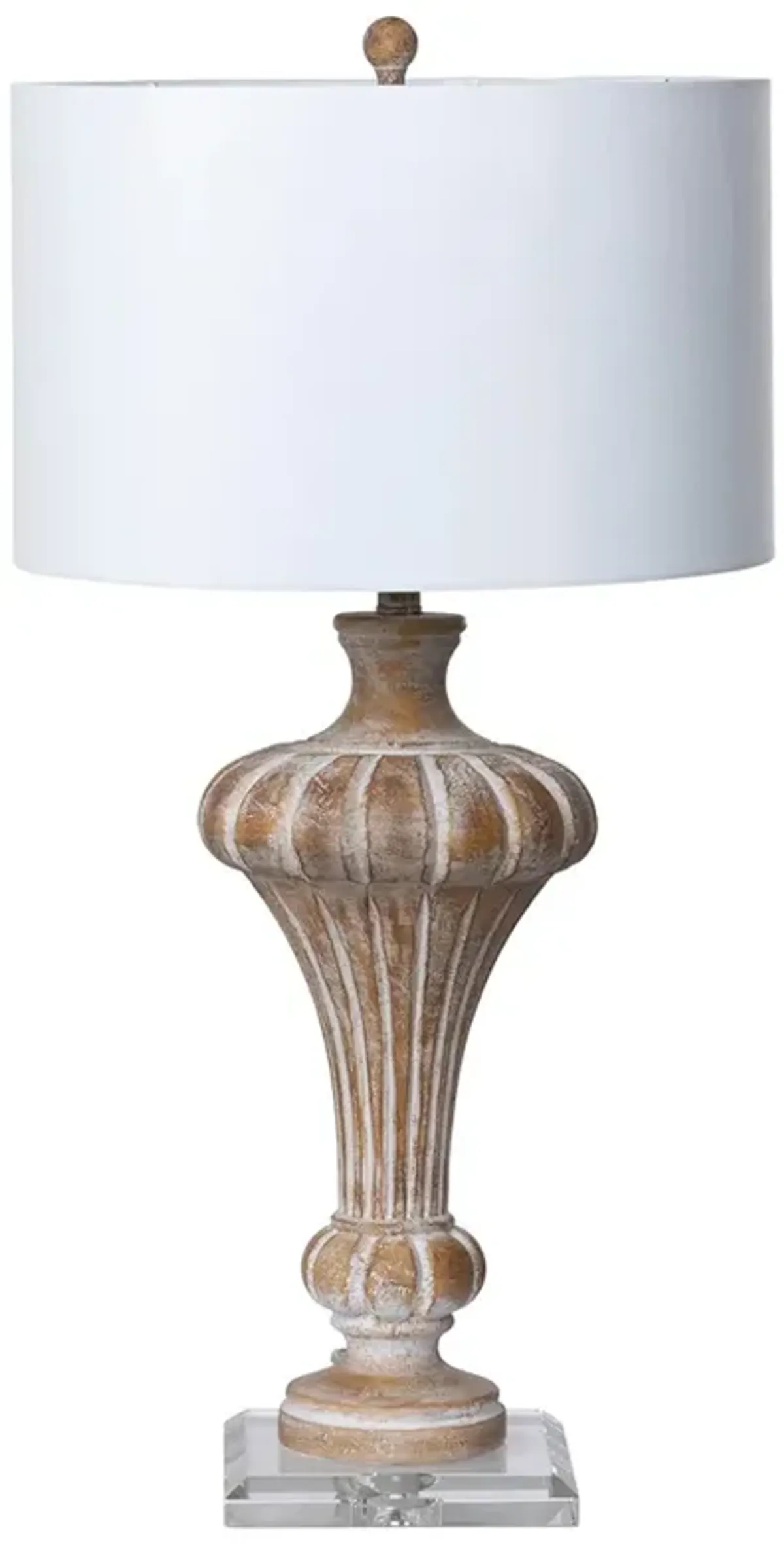 Theo French Country White Linen Shade Antique Gold Resin Table Lamp