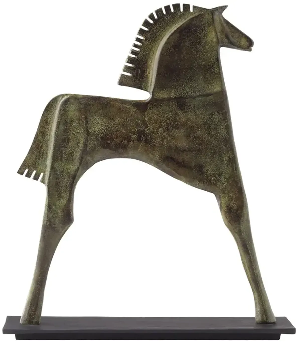 Zayne Traditional Verdigris Aluminum Etruscan Horse Statue - Small