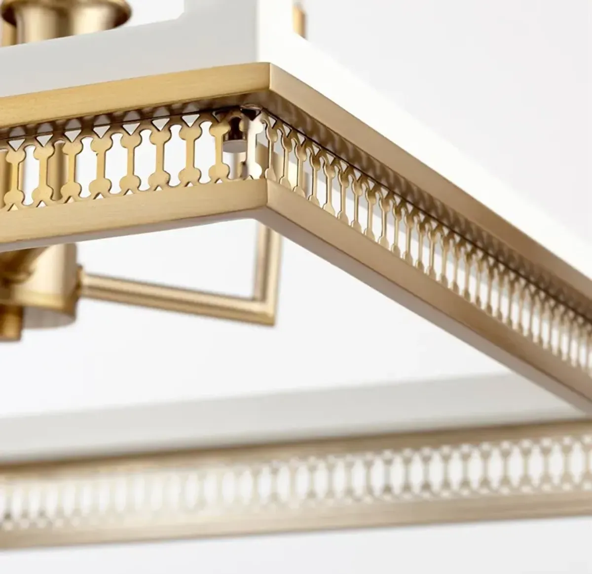 Hollis Updated Traditional White Iron Aged Brass Lantern