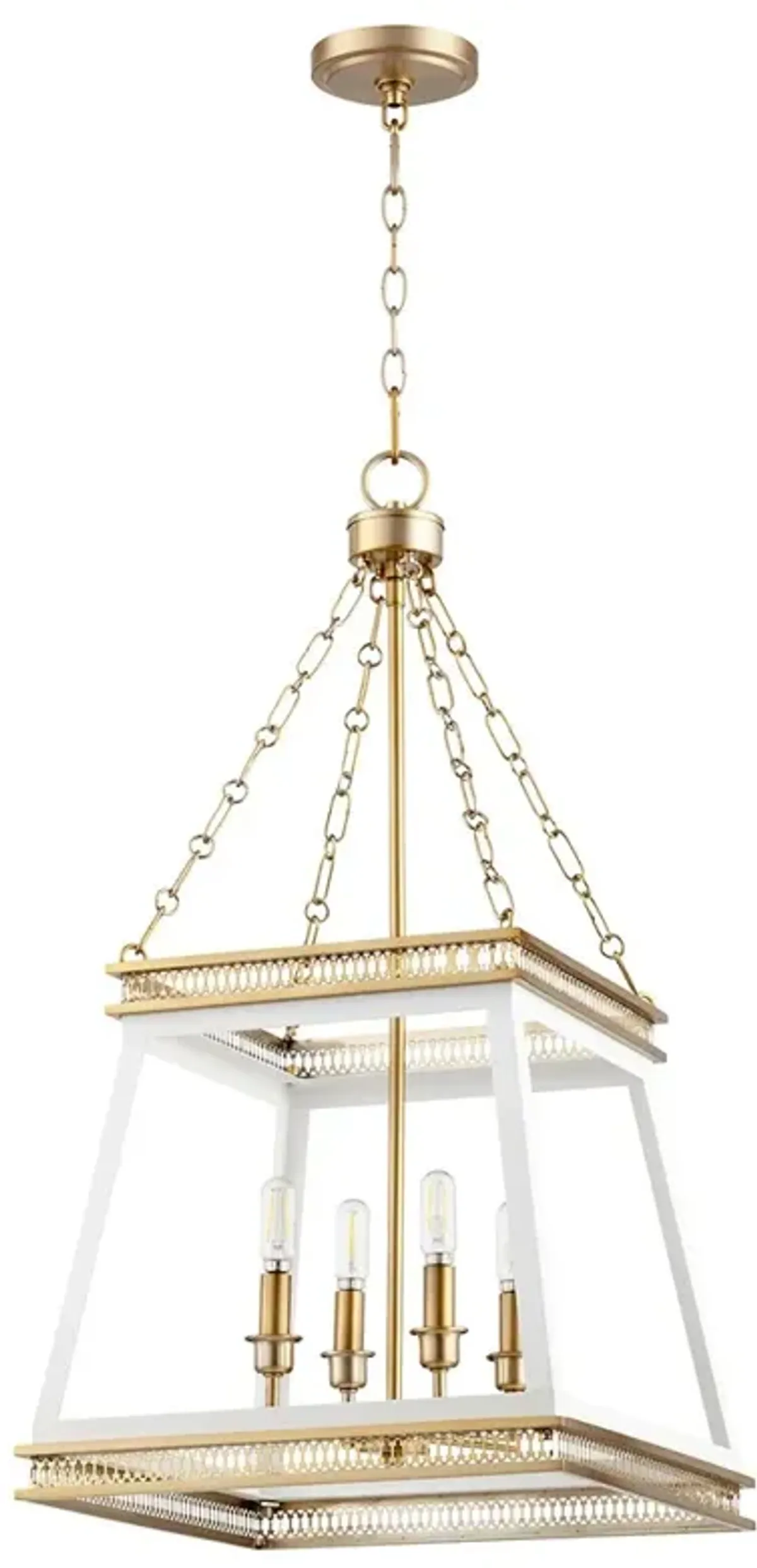 Hollis Updated Traditional White Iron Aged Brass Lantern