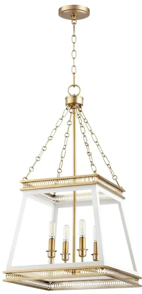 Hollis Updated Traditional White Iron Aged Brass Lantern