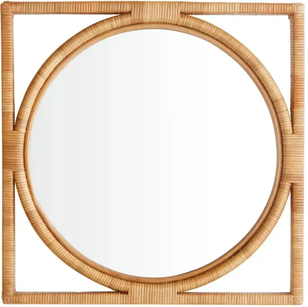 Yara Coastal Beach Brown Rattan Wall Mirror - Small