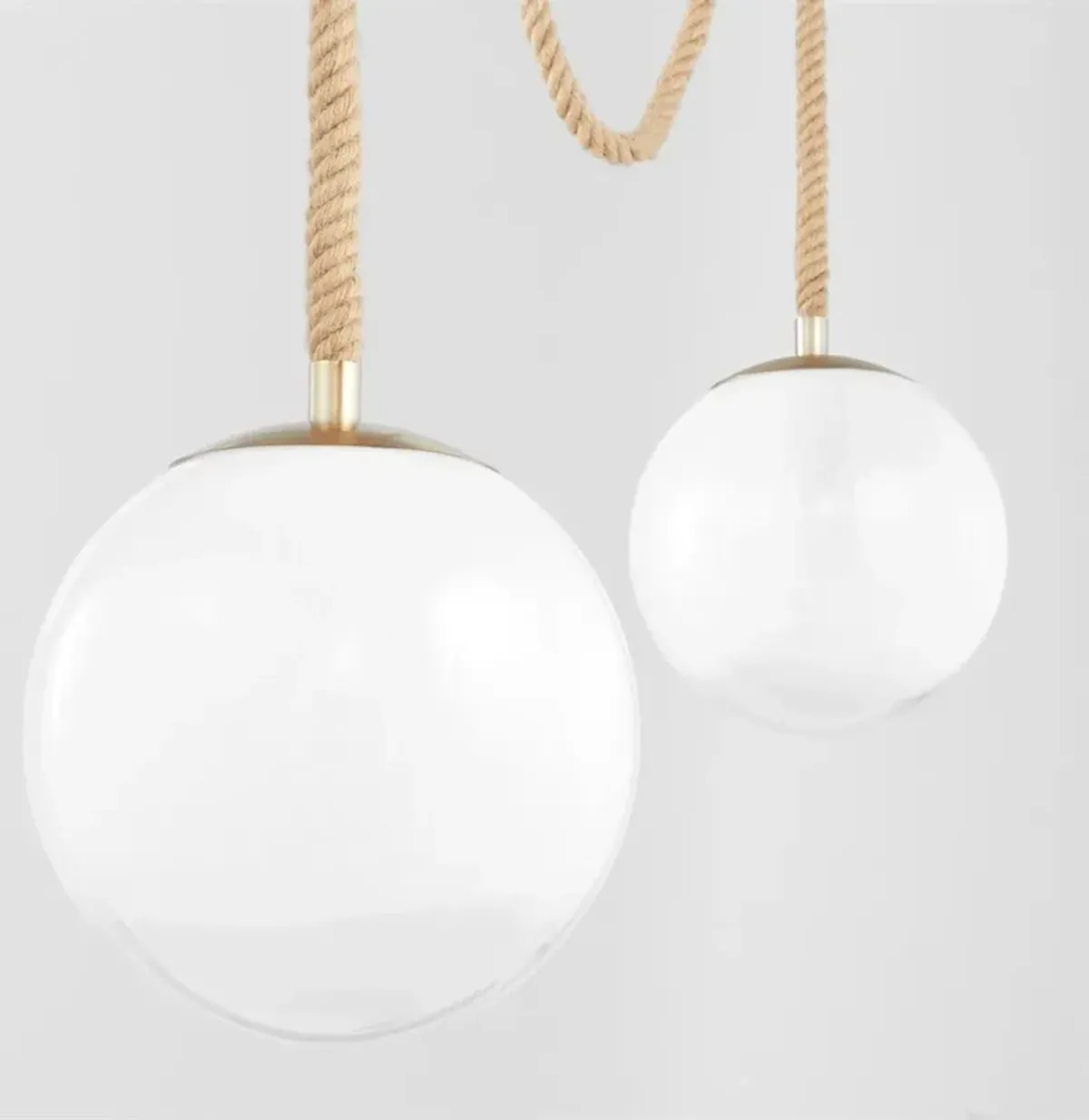 Shiloh Coastal Beach Rope White Glass Globe 3 Light Pendant