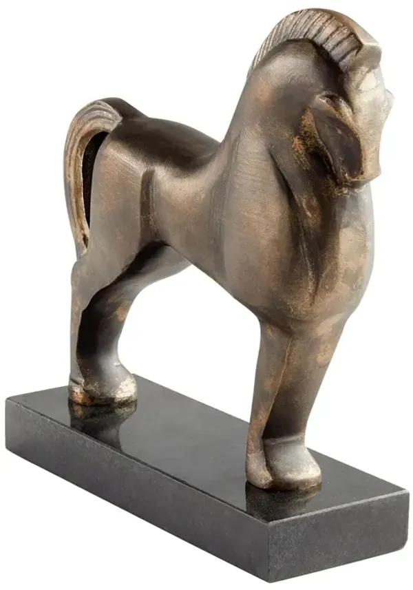 Simon Updated Traditional Antique Brass Metal Horse Statue