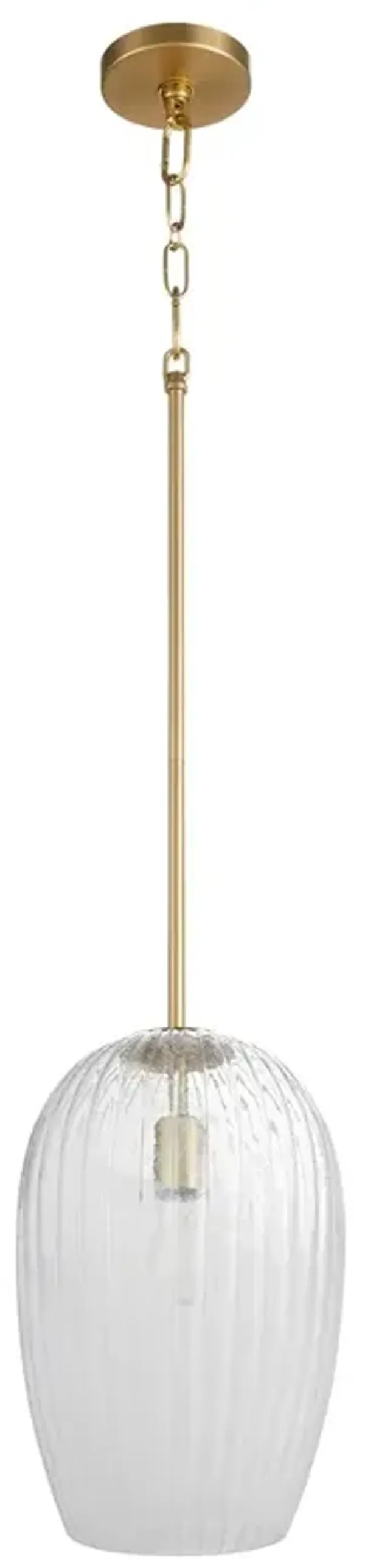 Cheryl Modern White Fluted Glass Aged Brass Single Pendant - Small