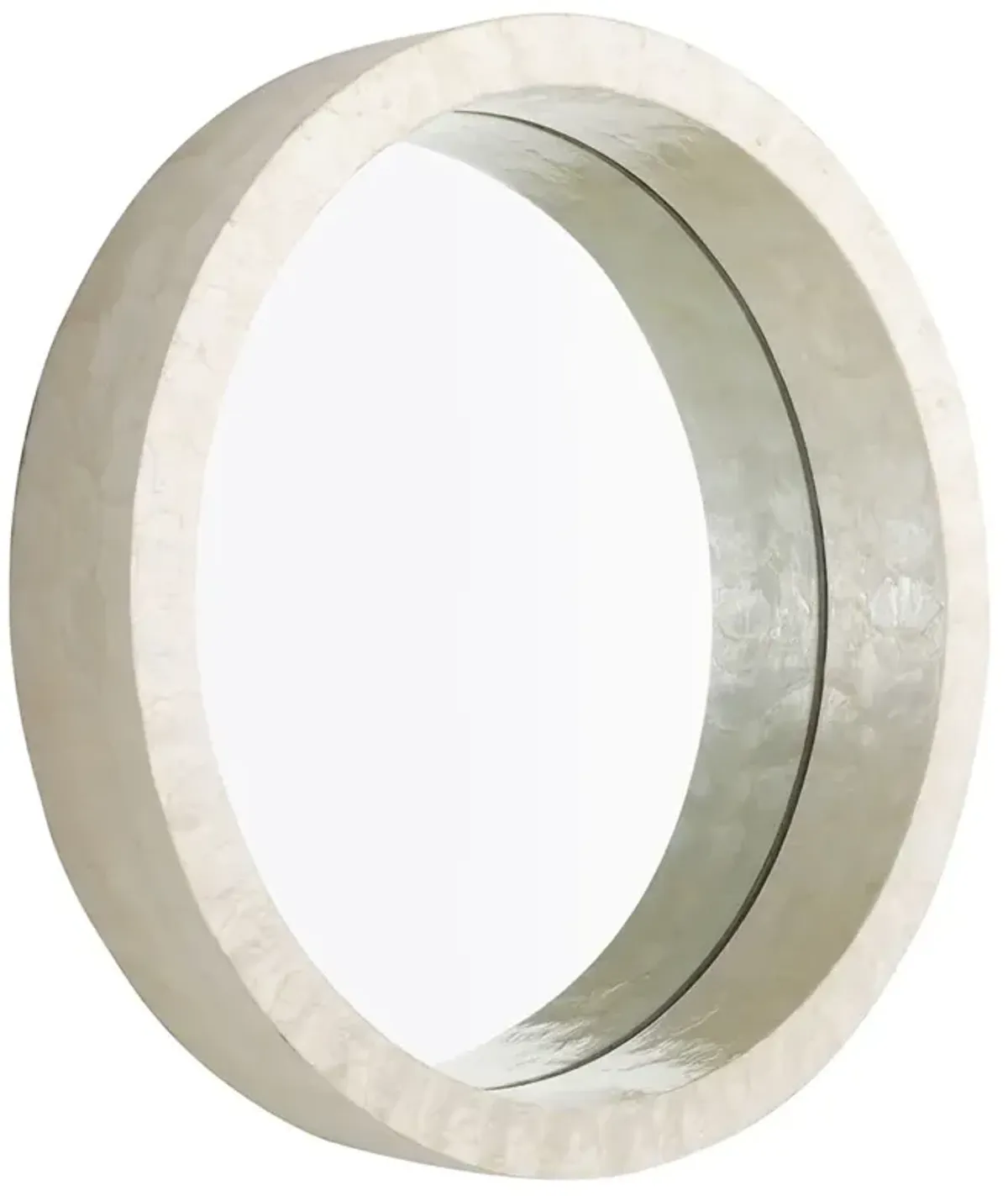 Vita Coastal Beach White Capiz Shell Round Wall Mirror - Small