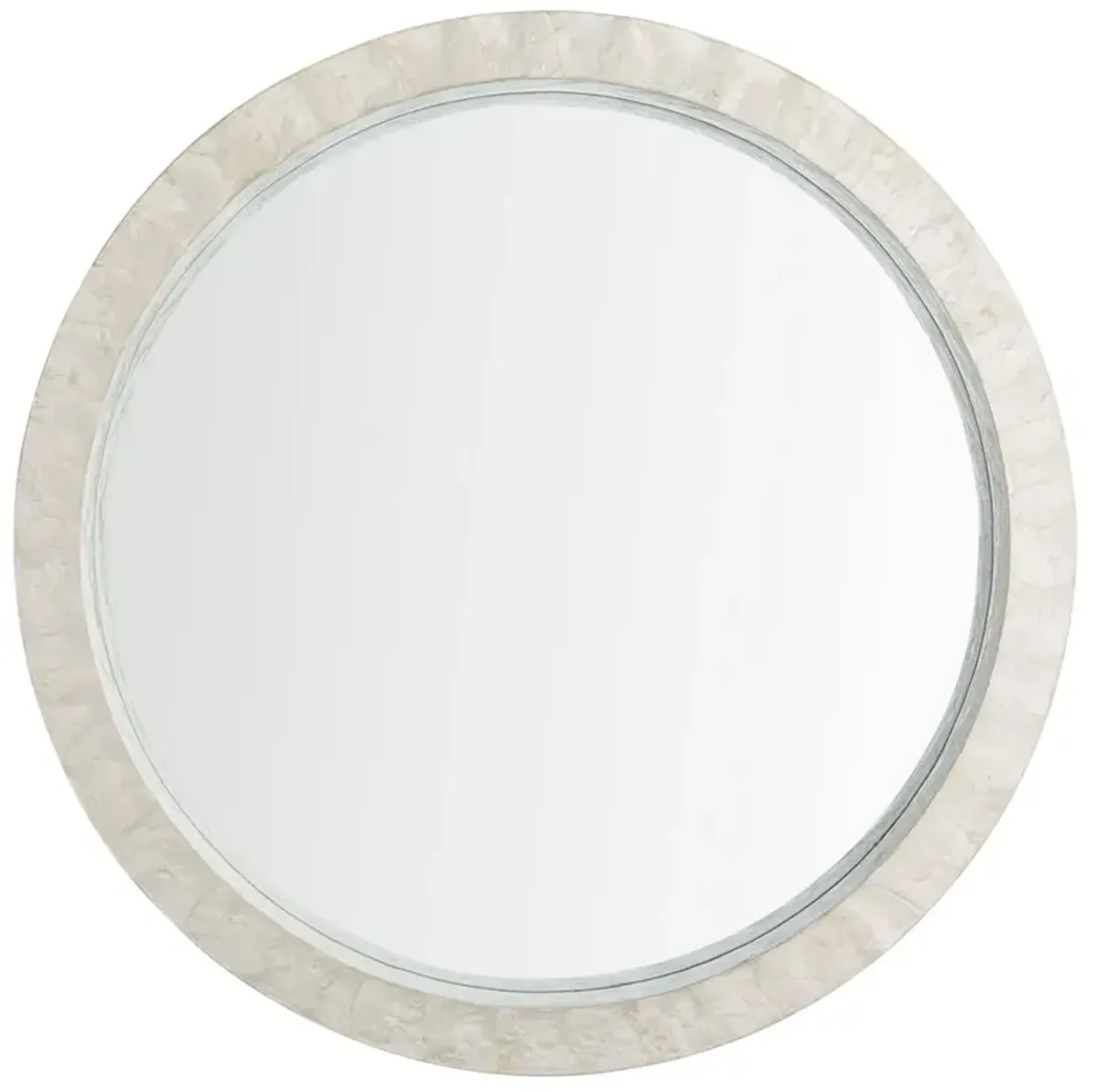 Vita Coastal Beach White Capiz Shell Round Wall Mirror - Small