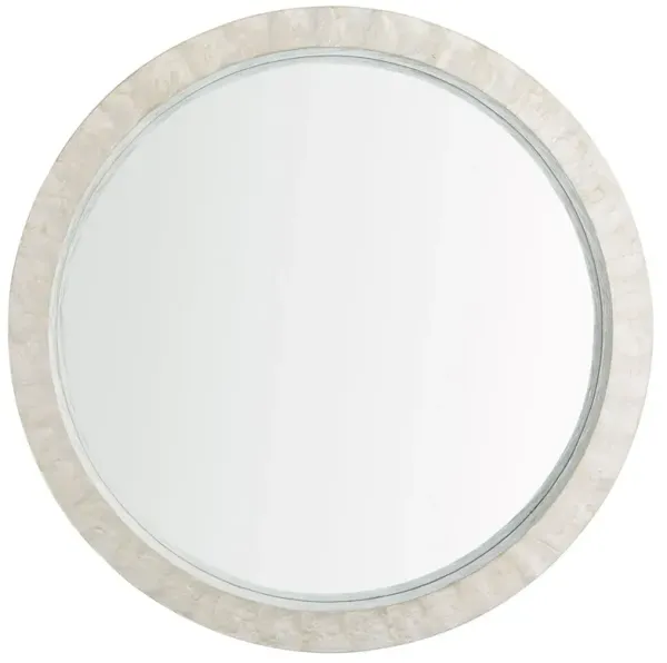 Vita Coastal Beach White Capiz Shell Round Wall Mirror - Small