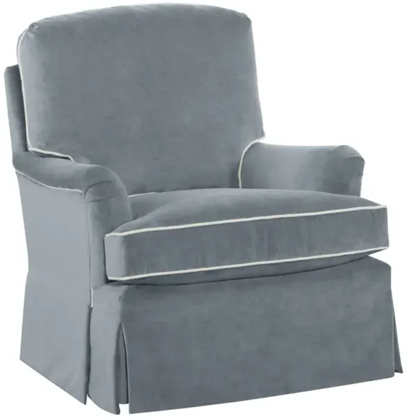 Caroline Updated Traditional Blue Velvet Swivel Chair