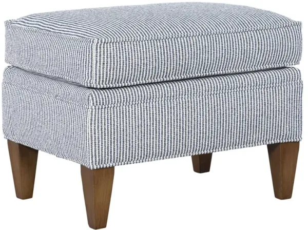 Vaughn Updated Traditional Blue Striped Rectangular Ottoman