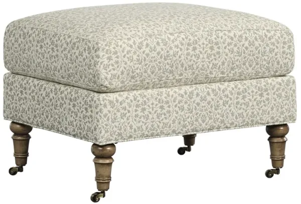 Alice Updated Traditional Beige Sunbrella Printed Rectangular Ottoman