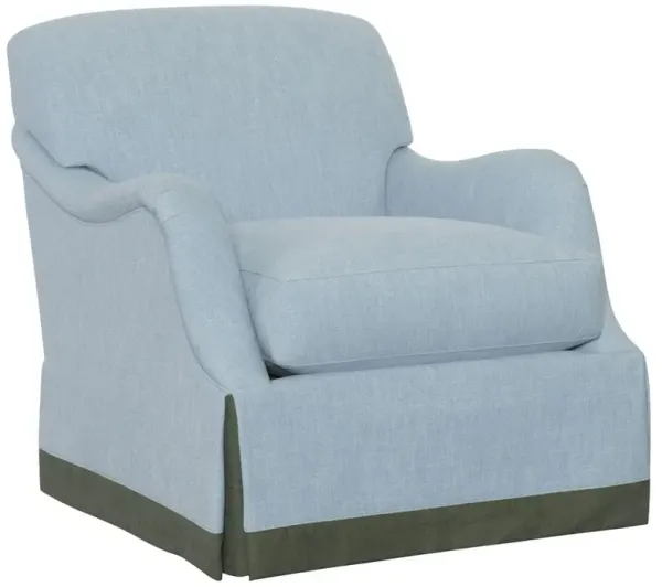 Adelaide Updated Traditional Sky Blue Performance Skirted Arm Chair
