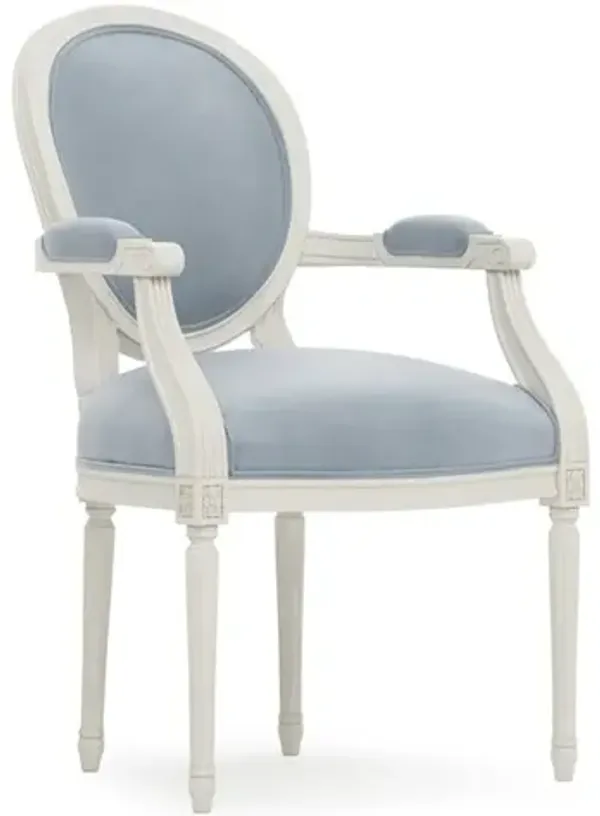 Anne Spring Sky Velvet Arm Chair