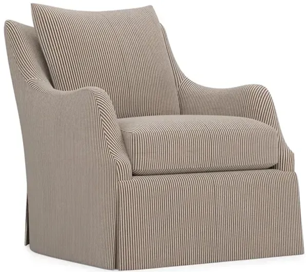 Finnigan Coffee Cotton Stripe Skirted Swivel Chair