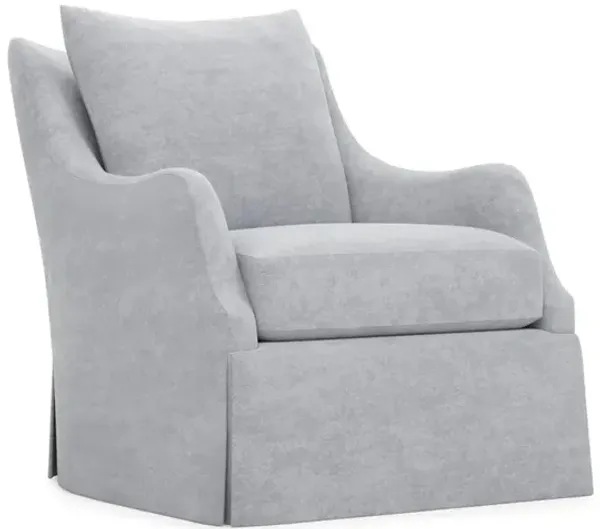 Finnigan Coastal Haze Velvet Skirted Swivel Chair