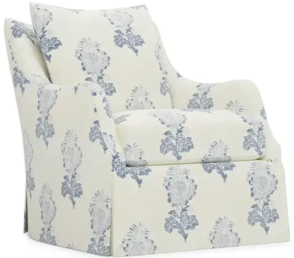 Finnigan Whisper Blue Botanical Skirted Swivel Chair