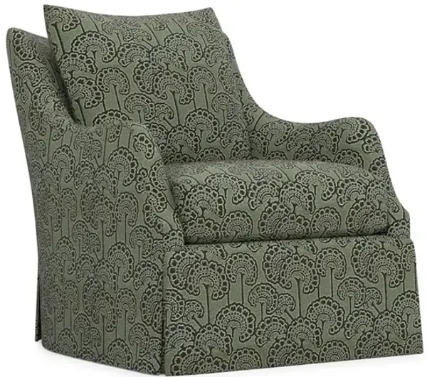 Finnigan Artichoke Linen Floral Skirted Swivel Chair
