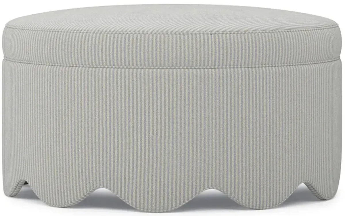 Suzie Hamptons Blue Stripe Round Ottoman