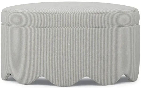 Suzie Hamptons Blue Stripe Round Ottoman
