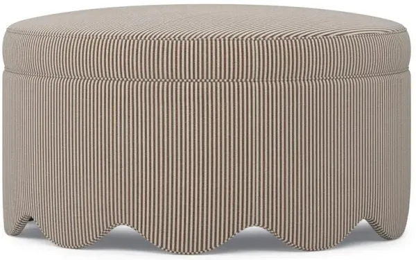 Suzie Coffee Cotton Stripe Round Ottoman