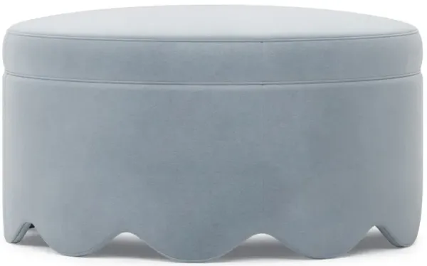 Suzie Spring Sky Velvet Round Ottoman