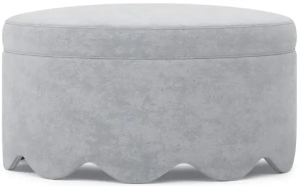 Suzie Coastal Haze Velvet Round Ottoman