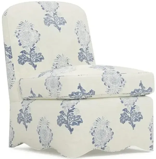 Lillian Whisper Blue Botanical Slipper Chair