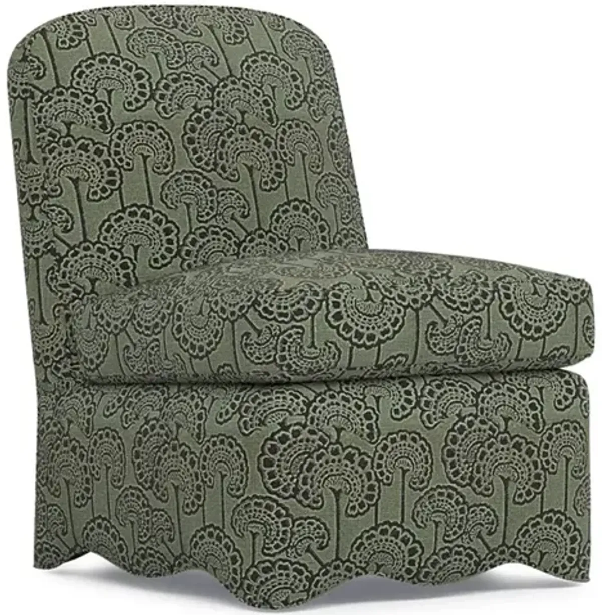Lillian Artichoke Linen Floral Slipper Chair