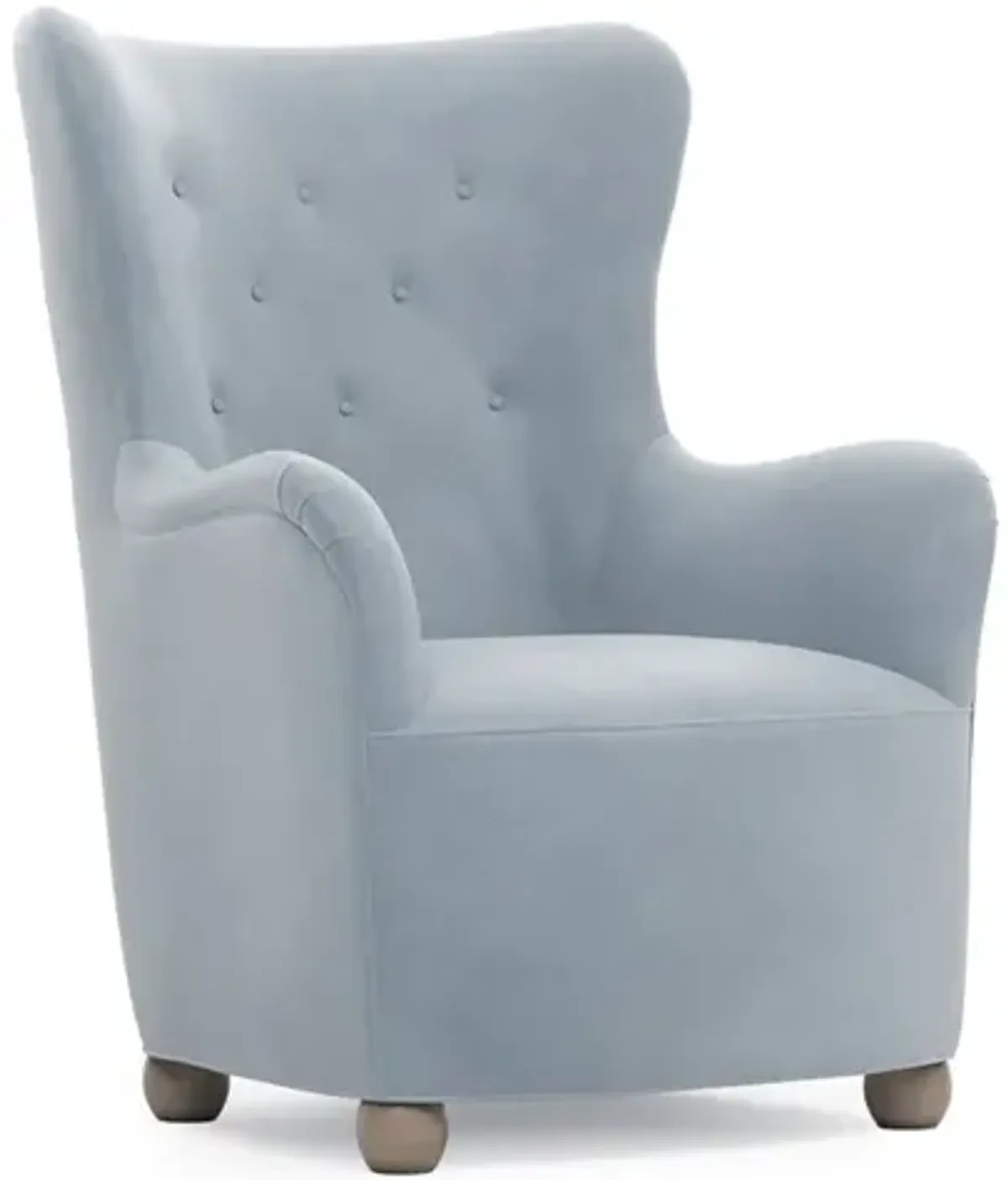 Edgar Spring Sky Velvet Wing Chair