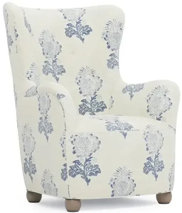 Edgar Whisper Blue Botanical Wing Chair