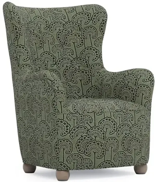 Edgar Artichoke Linen Floral Wing Chair