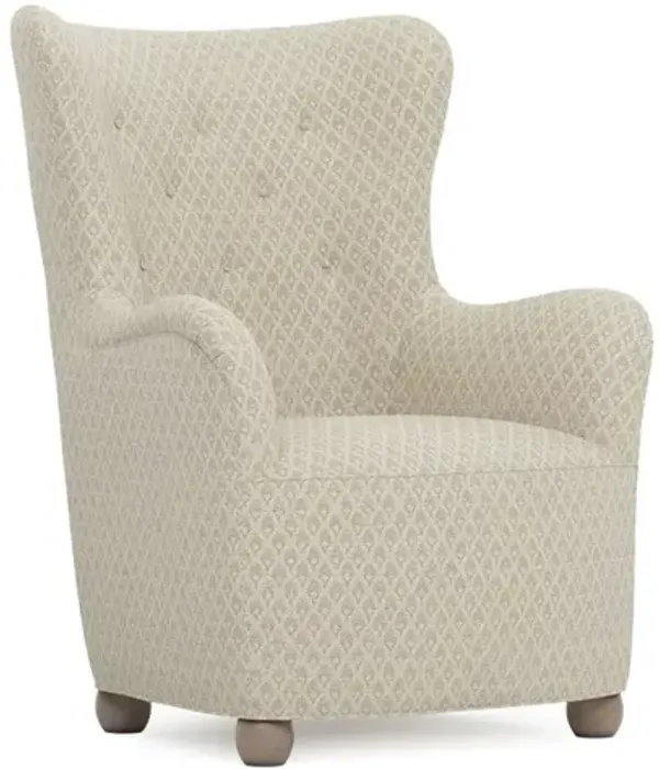 Edgar Sandstone Diamond Patterned Wing Chair