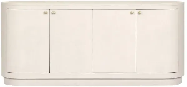 Beatrice Modern Classic Cream Painted Linen Oval Media Cabinet - 72"
