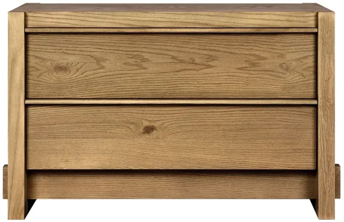 Vincent Coastal Beach Natural Oak Wide Nightstand