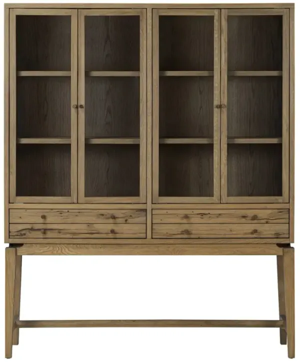 Lalaine Rustic Lodge Brown Oak Display Case